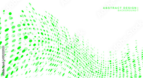 曲線がある緑色のドットで組み合わせた抽象的な背景素材