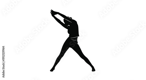 Silhouette of a woman stretching and exercising in a dynamic pose