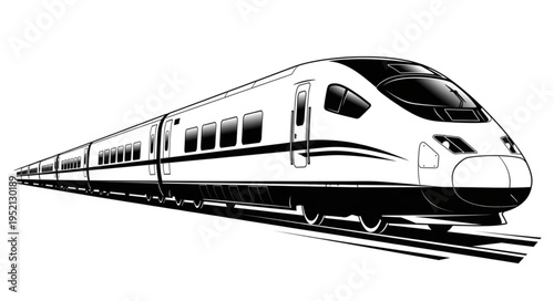 High-Speed Train Illustration - Modern Transportation on the Rails.