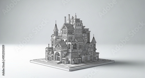 Intricate White Architectural Model of a Grand Cathedral.