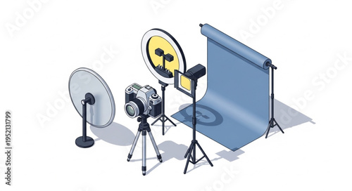 Photography studio equipment setup for professional shoots.