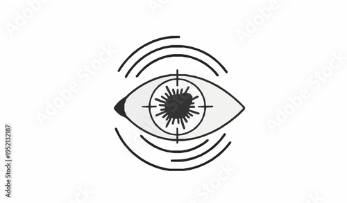 Iris recognition line icon biometric eye scan vector illustration
