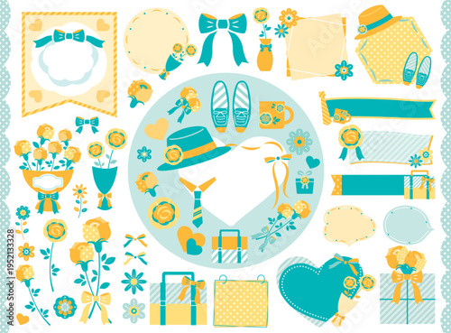 【2026年】父の日のおしゃれなイラストセット　文字なし