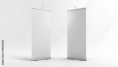 White blank empty high resolution Business exhibition Roll Up and Standee Banner display mock up Template for your Design Presentation.