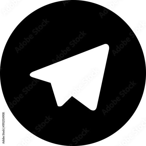 Black and white icon of a paper airplane flying upwards.