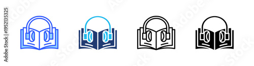 Audiobook Multi Style Icon Set Vector 