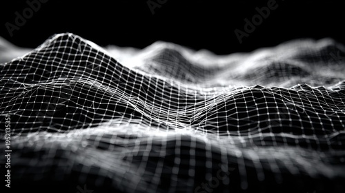 Abstract Wireframe Landscape: A Modern and Futuristic Technology Concept