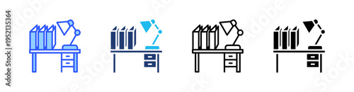 Table Lamp Multi Style Icon Set Vector 