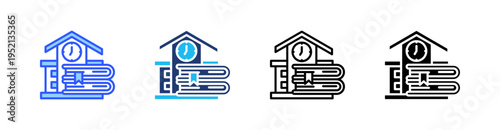 Library Multi Style Icon Set Vector 