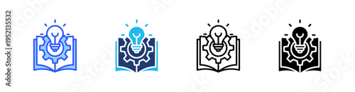 Knowledge Acquisition Multi Style Icon Set Vector 