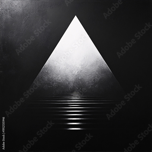 Mysterious glowing pyramid reflecting on dark water