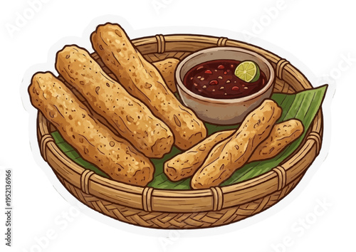 Crispy Fried Popia (Spring Rolls) with Savory Vegetable Filling – Popular Southeast Asian Street Food Snack