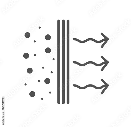 Filtration air icon set. Airflow purification and Cleaner vector symbol in a black filled and outlined style. Air dust partical filtration sign.