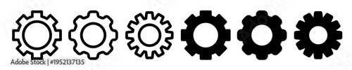 Set of gear or cog wheel icons. Filled and outlined icon collection pf the cogwheel setting symbol. gear sign - vector illustration