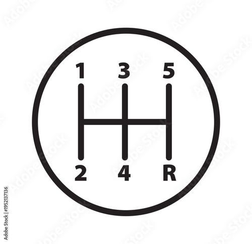 Gearbox icon. Black and white Vector illustration.