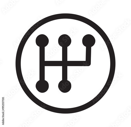 Gearbox icon. Black and white Vector illustration.