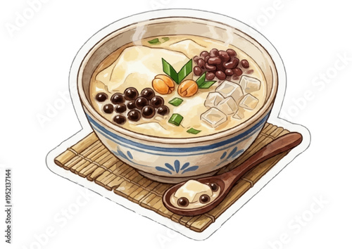 Bubur Cha Cha Coconut Milk Dessert with Sweet Potato, Taro and Tapioca Pearls – Traditional Asian Sweet Soup