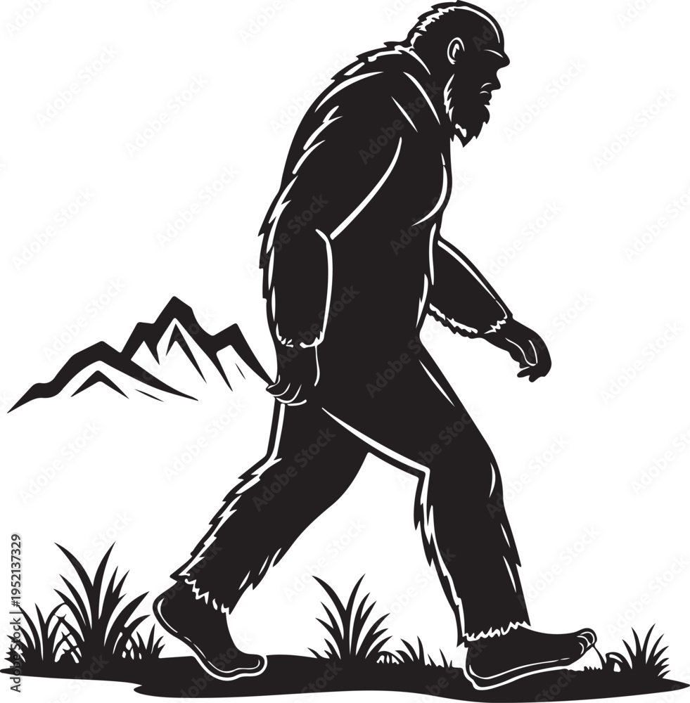Fototapeta premium Bigfoot Silhouette Black Vector Icon Minimal Modern Design Clean Cut Professional Stock Illustration With Transparent Background For Branding Crafting Logos