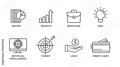 Credit card technology related vector icons collection on white background.