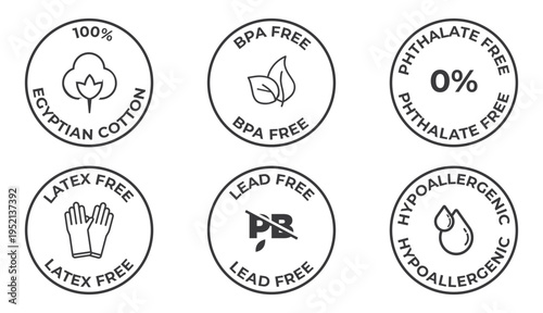 BPA and other toxin free icon vector collection in outlined and solid style
