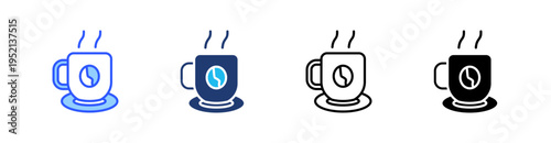 Coffee Multi Style Icon Set Vector 