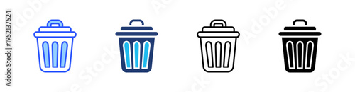 Trash Multi Style Icon Set Vector 
