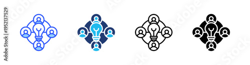 Team Multi Style Icon Set Vector 