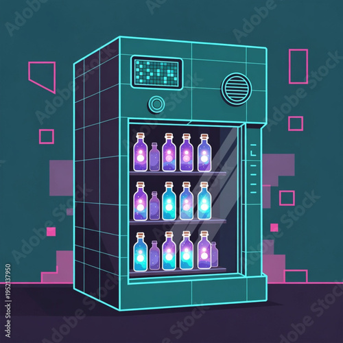 Futuristic Smart Vending Machine UI Tech Vector Illustration