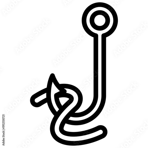 vector illustration of a fishing hook with worm 