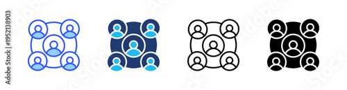 Clustering Multi Style Icon Set Vector 