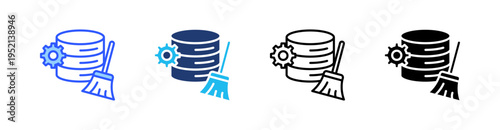 Data Cleansing Multi Style Icon Set Vector 