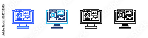 Data Analytics Multi Style Icon Set Vector 