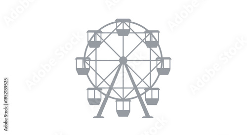 Vector illustration detailed gray Ferris wheel with enclosed gondolas on white background for infographics