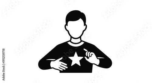 Vector illustration monochrome silhouette of person rating or evaluating with hand gestures on white background