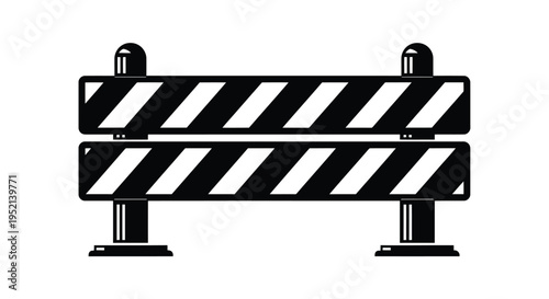 Vector illustration colorful flat of a striped road barrier on a white background