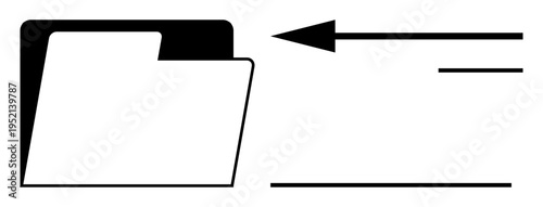 Data transfer concept. Graphic showing a folder and arrow pointing to file sharing. Data transfer movement of digital files for storage, sharing, and documentation. For technology, cloud storage