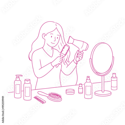 Woman makeup vanity table line icon. Vector illustration isolated on white background.