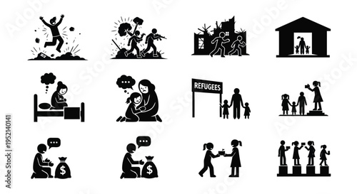 Vector illustration of Richly Colorful Complex Scene with Various People and Emotions