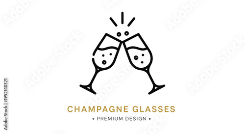 Vector illustration champagne Glasses Premium Design with Bubbles and Celebration Elements Richly Colorful