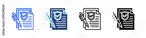 Policy Multi Style Icon Set Vector 