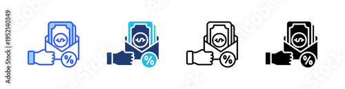 Credit Multi Style Icon Set Vector 