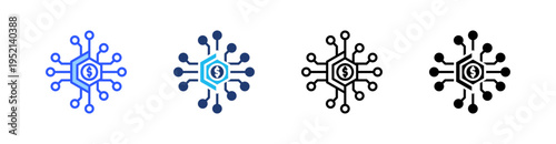 Digital Economy Multi Style Icon Set Vector 