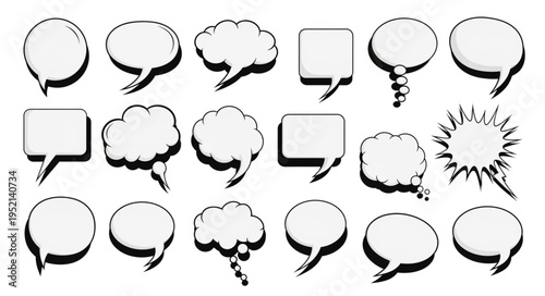Collection of Blank Speech Bubbles and Thought Bubbles.