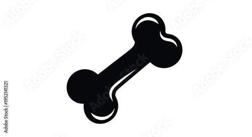 Vector illustration monochrome silhouette of a dog bone on white background, simple and isolated