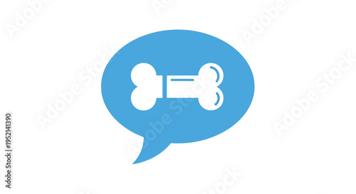 Vector illustration blue speech bubble with white dog bone icon on isolated background for infographic