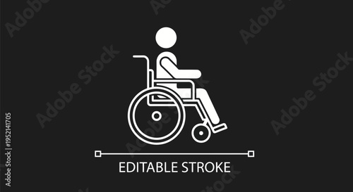 Vector illustration flat of a person in a wheelchair on a gray background