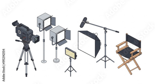Filmmaking equipment collection for professional video production.