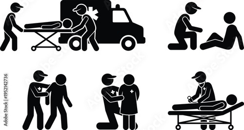 Emergency Medical Services and First Aid Icon Set