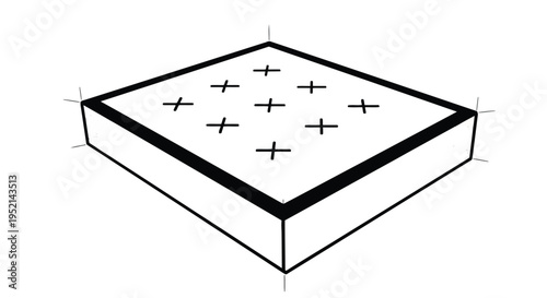 Vector illustration of Detailed Platform with Plus Signs on Top Surface