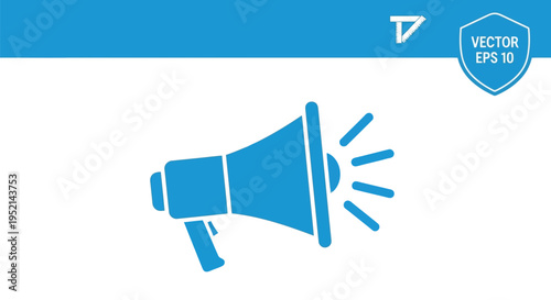 Vector illustration of Loudspeaker Megaphone with Blue Color Scheme and White Background
